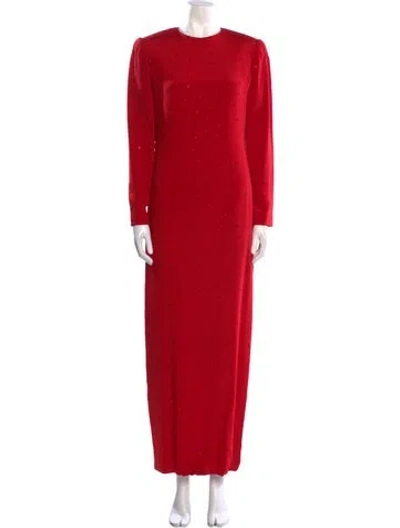 Pre-owned David Hayes Silk Long Dress In Red