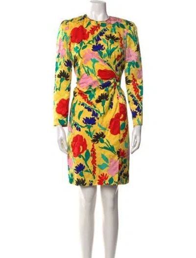 Pre-owned David Hayes Silk Mini Dress In Yellow
