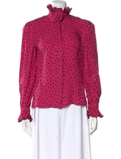 Pre-owned David Hayes Silk Patterned Blouse In Pink