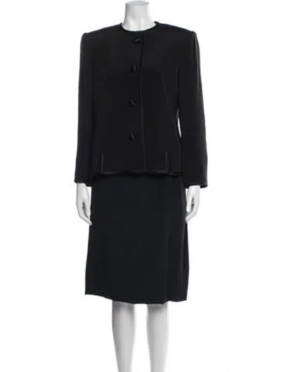 Pre-owned David Hayes Silk Skirt Suit In Black