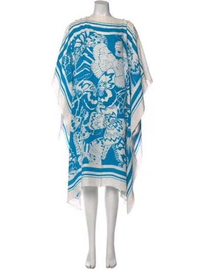 Pre-owned David Hayes Vintage Midi Length Dress In Blue