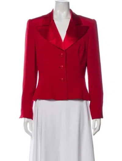 Pre-owned David Hayes Vintage Silk Blazer In Red