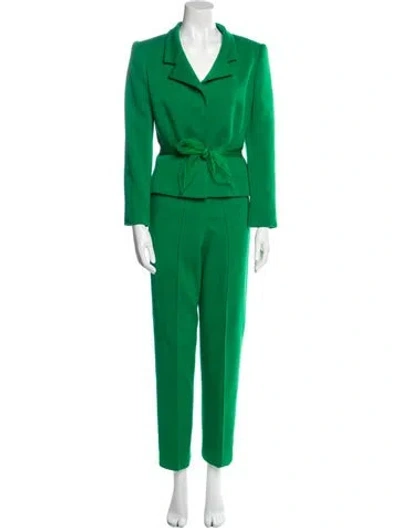 Pre-owned David Hayes Vintage Wool Pant Set In Green