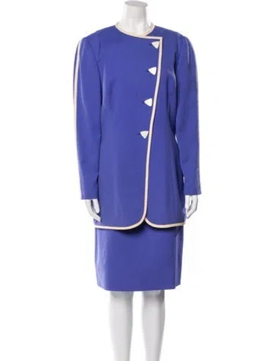 Pre-owned David Hayes Vintage Wool Skirt Set In Purple