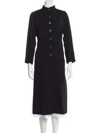 Pre-owned David Hayes Vintage Wool Trench Coat In Black
