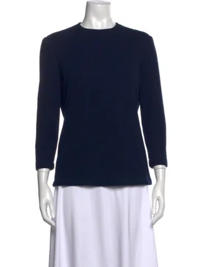 Pre-owned David Hayes Wool Crew Neck Top In Blue