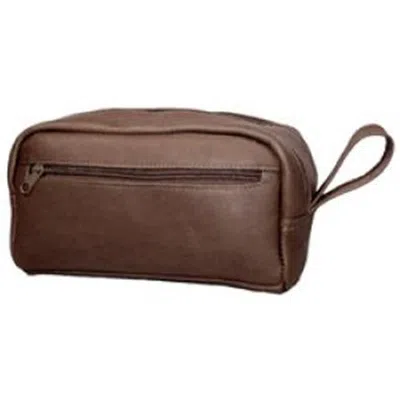 David King & Co 418c Small Double Zip Shave Kit- Cafe In Brown