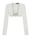 David Koma 3d Crystal Chain Square Collar Blouse In White