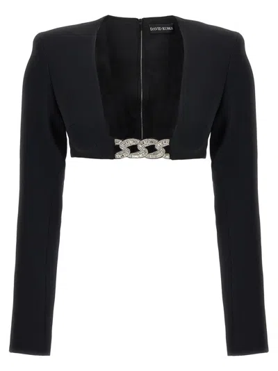 DAVID KOMA 3D CRYSTSAL CHAIN AND SQUARE NECK' TOP