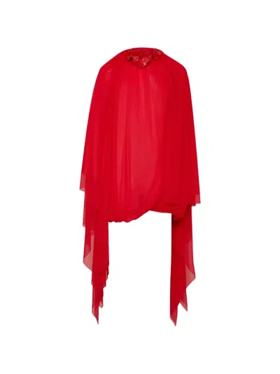 David Koma 3d Flower-embellished Draped Mini Dress In Red