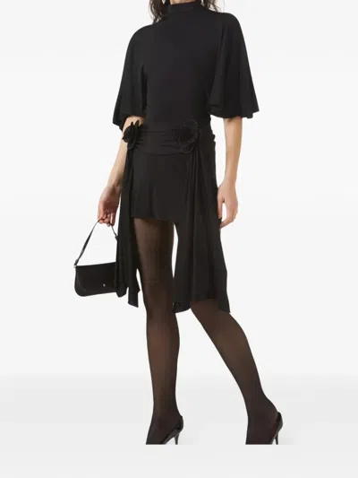 David Koma 3d Lace Flower Jersey Mini Dress In Black