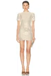 David Koma All Over Rhinestone Mini Dress In Neutral