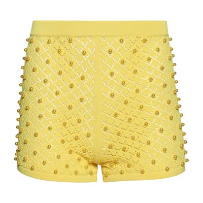 Pre-owned David Koma Allover Pearl Detail Knit Shorts 'yellow' | Women's Size S