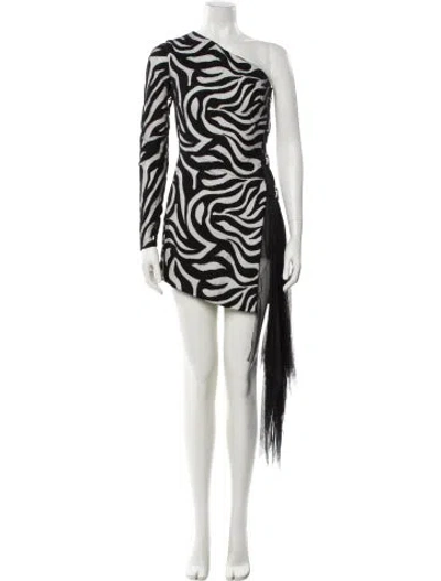 Pre-owned David Koma Animal Print Mini Dress W/ Tags In Black