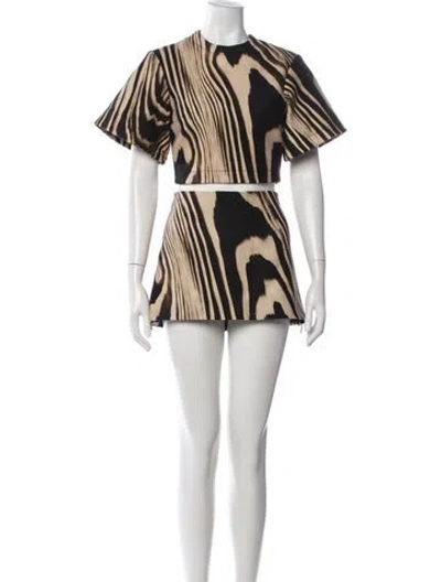 Pre-owned David Koma Animal Print Skirt Set In Neutrals