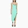 DAVID KOMA AQUA GREEN MIDI DRESS WITH SLIT