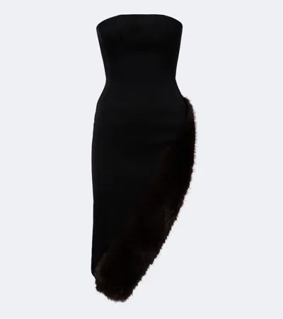 David Koma Asymmetric Bustier Dress In Black