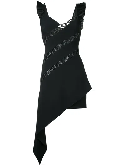 David Koma Asymmetric Chain Dress In Black