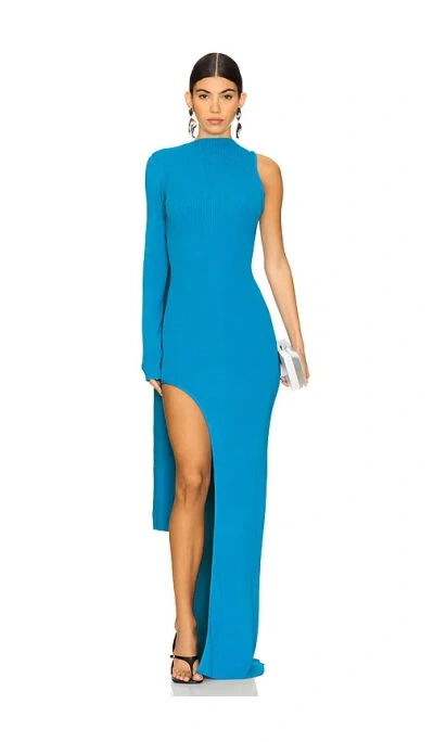 David Koma Asymmetric Cut One Sleeve Dress In Turquoise