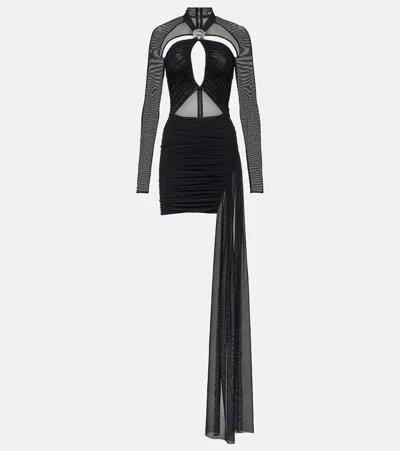 David Koma Asymmetric Cutout Jersey Minidress In Black