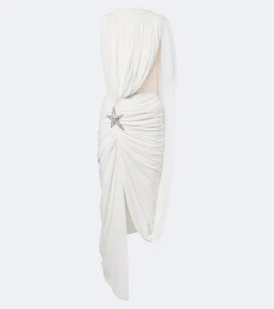 David Koma Asymmetric Draped Embellished Minidress In White