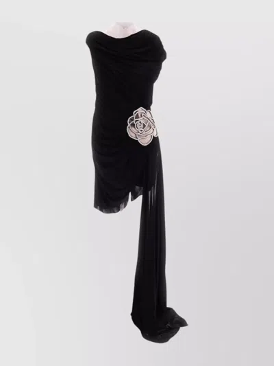 David Koma Asymmetric Draped One-shoulder Dress In Black