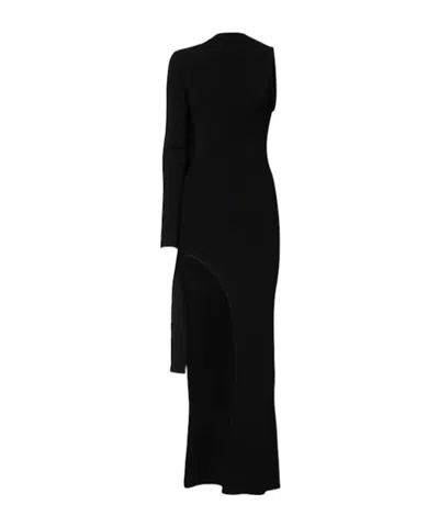 David Koma Asymmetric Knitted Dress In Black
