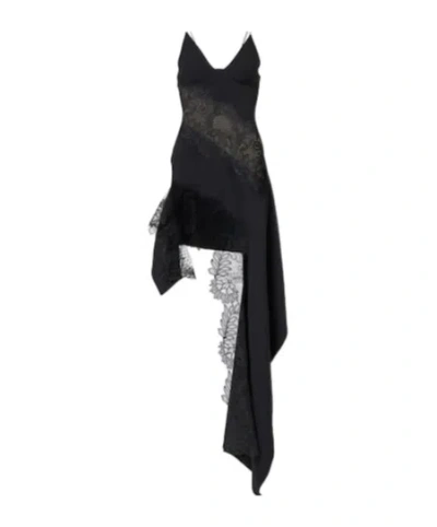 David Koma Asymmetric Lace-trimmed Minidress In Black