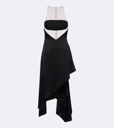 David Koma Asymmetric Mesh-paneled Midi Dress In Multi