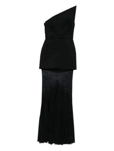 David Koma Asymmetric-neck Strapless Maxi Dress In Black