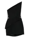 David Koma Asymmetric-neckline Mini Dress In Black