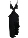 David Koma 'backless Ruffle Midi Dress' In Schwarz