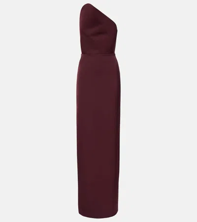 David Koma Asymmetric Satin Gown In Burgundy