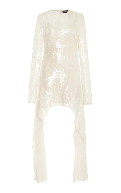 David Koma Asymmetric Sequined Mini Dress In Ivory