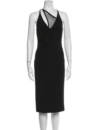 Pre-owned David Koma Asymmetrical Knee-length Dress In Black