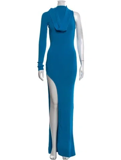 Pre-owned David Koma Asymmetrical Long Dress In Blue