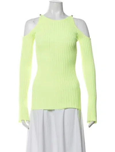 Pre-owned David Koma Asymmetrical Long Sleeve Top W/ Tags In Green