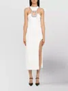 David Koma Asymmetrical Midi Dress With Big Crystal Buckle In White