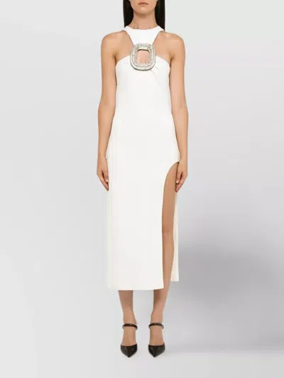 DAVID KOMA ASYMMETRICAL MIDI DRESS EMBELLISHED DETAIL