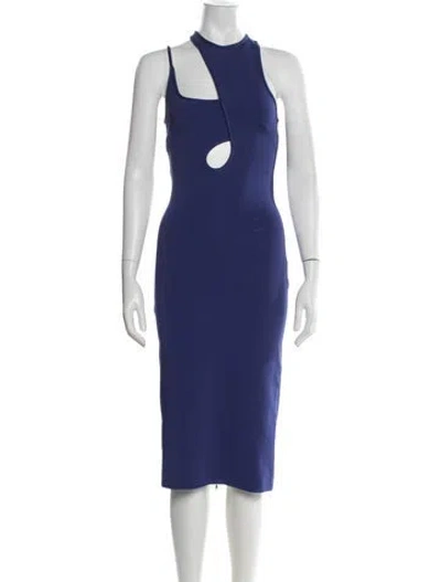 Pre-owned David Koma Asymmetrical Midi Length Dress In Blue