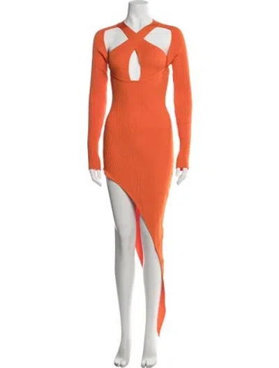 Pre-owned David Koma Asymmetrical Midi Length Dress In Orange