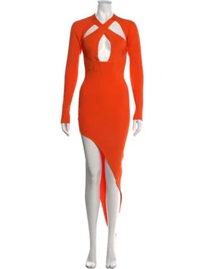 Pre-owned David Koma Asymmetrical Midi Length Dress W/ Tags In Orange