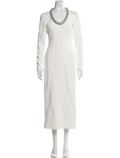 Pre-owned David Koma Asymmetrical Midi Length Dress W/ Tags In White