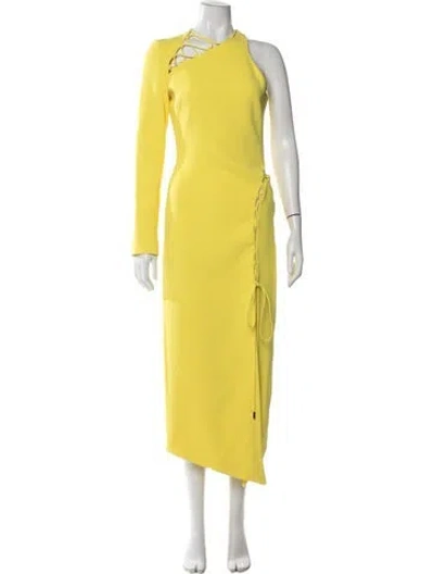 Pre-owned David Koma Asymmetrical Midi Length Dress In Yellow