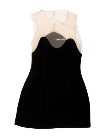 Pre-owned David Koma Asymmetrical Mini Dress In Black
