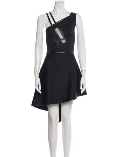 Pre-owned David Koma Asymmetrical Mini Dress In Black