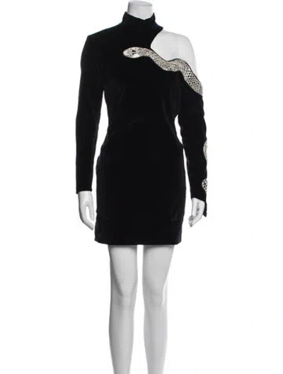 Pre-owned David Koma Asymmetrical Mini Dress In Black