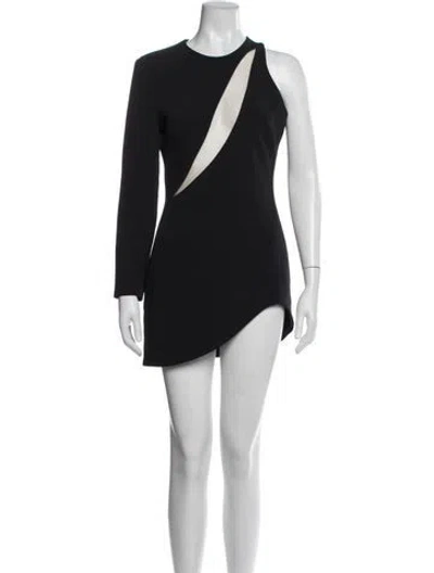 Pre-owned David Koma Asymmetrical Mini Dress In Black/pink