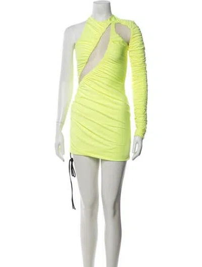 Pre-owned David Koma Asymmetrical Mini Dress In Green