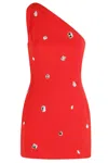 David Koma One-shoulder Crystal-embellished Mini Dress In Red